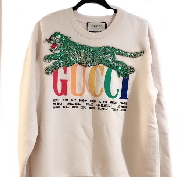 NWT Gucci 2018 Cities Sequins Logo Sweatshirt S - Picture 3 of 5
